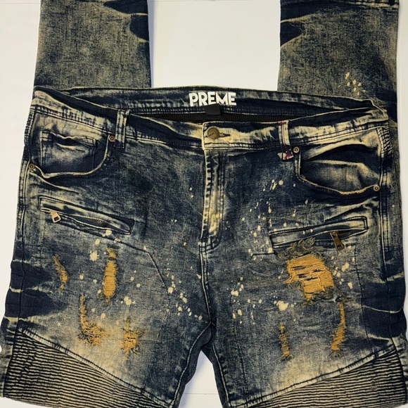 Preme Distressed Blue and Tan Men Jeans y2K - Picture 1 of 8